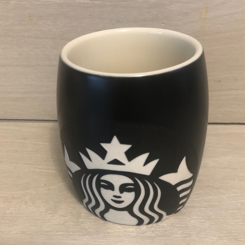 Vintage Collectible Starbucks Coffee Etched Mermaid Logo Siren Matte black mug